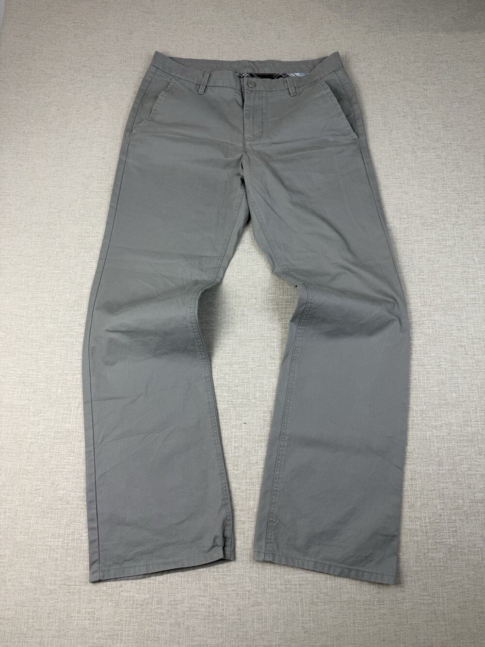 Bonobos Men’s Chino Pants 33x32 Gray Straight Casual Flat Front Cotton